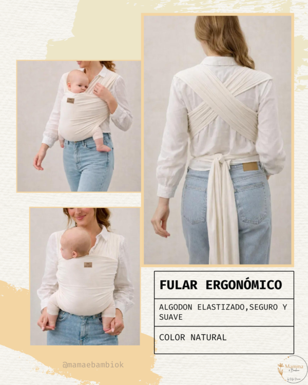 16 Fular de Algodón Orgánico "Nido de Ternura" – Crema Natural