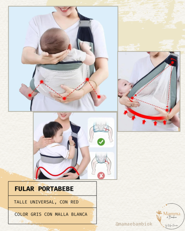 Porta Bebé Ergonómico "Multy-Red" – Gris & Blanco