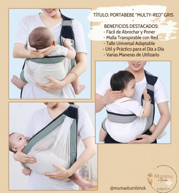 Porta Bebé Ergonómico "Multy-Red" – Gris & Blanco